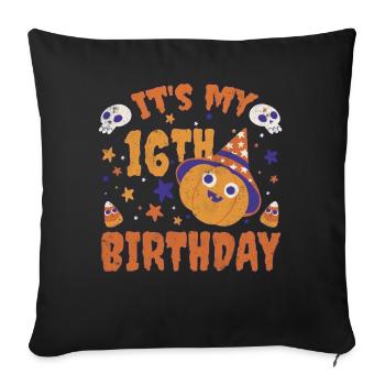Halloween Cute Pumpkin Trick Treat Birth Age 16 - Sofakissenbezug 45 x 45 cm - Schwarz - Vorne