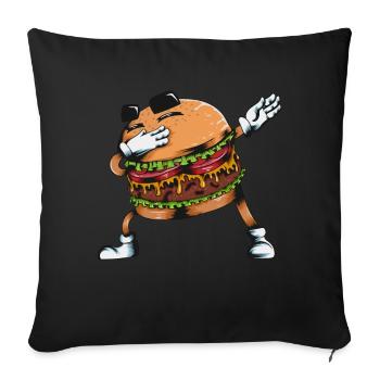 Burger Fan Food Fast Food Nourriture préférée Dabbing - Housse de coussin décorative 45 x 45 cm - noir - Devant