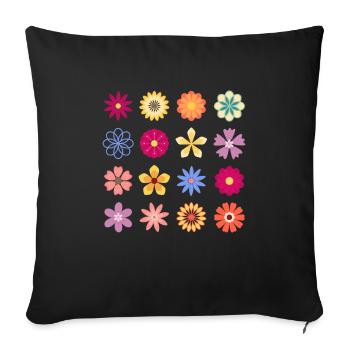 Fleurs, Fleurs vintage, Fleurs de jardin, Rose Rose Fl - Housse de coussin décorative 45 x 45 cm - noir - Devant