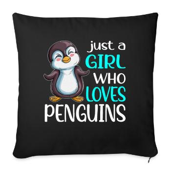 King Penguin Emperor Penguin Girl Loves Penguin - Sofa pillowcase 17,3'' x 17,3'' (45 x 45 cm) - black - Front