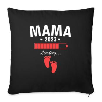 Mama 2023 wird geladen Schwangerschaftsankündigung - Sofakissenbezug 45 x 45 cm - Schwarz - Vorne