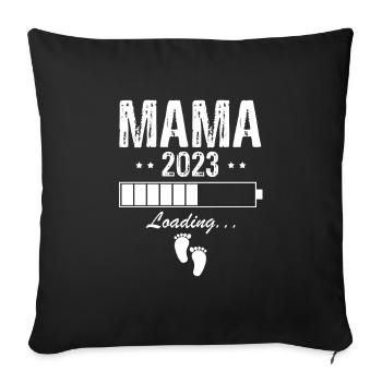 Mama 2023 wird geladen Schwangerschaftsankündigung - Sofakissenbezug 45 x 45 cm - Schwarz - Vorne