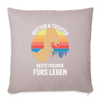 Mutter und Tochter - Sofakissenbezug 45 x 45 cm - helles Taupe - Vorne