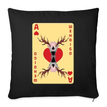 Folk Creature Card Wendigo Halloween Cryptid - Sofa pillowcase 17,3'' x 17,3'' (45 x 45 cm) - black - Front