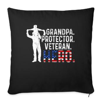 Hero Daddy Grandpa USA Journée des vétérans américains fiers - Housse de coussin décorative 45 x 45 cm - noir - Devant