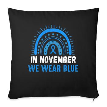Rainbow Blue Novembre Mois de sensibilisation au diabète - Housse de coussin décorative 45 x 45 cm - noir - Devant