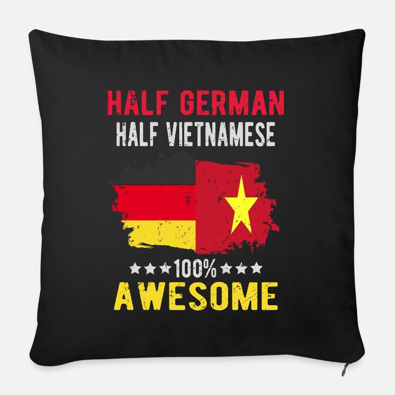 Halb Deutsch Halb Vietnamese - Sofakissenbezug 45 x 45 cm - Schwarz