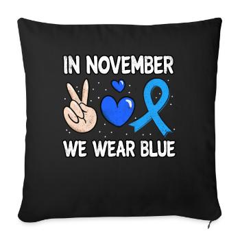Love Peace Blue November Diabetes Awareness Month - Sofa pillowcase 17,3'' x 17,3'' (45 x 45 cm) - black - Front