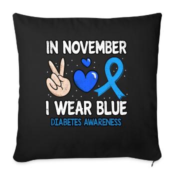 Heart Peace Blue In November Diabetes Awareness - Sofa pillowcase 17,3'' x 17,3'' (45 x 45 cm) - black - Front