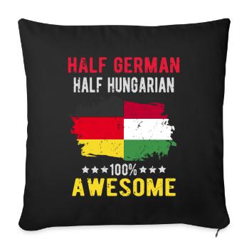 Halb Deutsch Halb Ungar - Sofakissenbezug 45 x 45 cm - Schwarz - Vorne