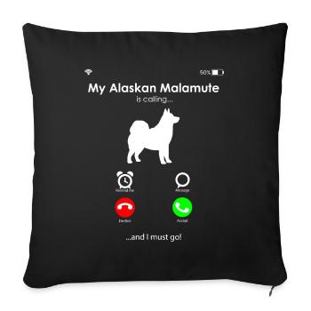 Alaskan Malamute Dog - Sofa pillowcase 17,3'' x 17,3'' (45 x 45 cm) - black - Front