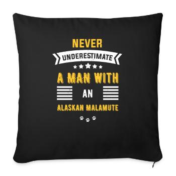 Alaskan Malamute Dog - Sofa pillowcase 17,3'' x 17,3'' (45 x 45 cm) - black - Front