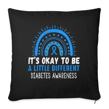 It's Okay Rainbow Blue November Diabetes Awareness - Sofakissenbezug 45 x 45 cm - Schwarz - Vorne