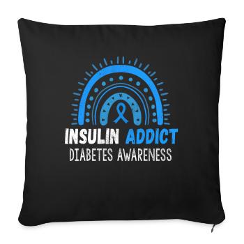 Novembre bleu Mois de sensibilisation au diabète à l’insuline - Housse de coussin décorative 45 x 45 cm - noir - Devant