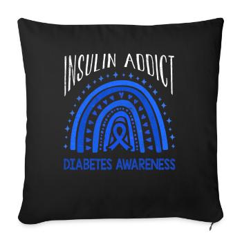 Insulin Rainbow Diabetes Awareness Blue November - Sofa pillowcase 17,3'' x 17,3'' (45 x 45 cm) - black - Front