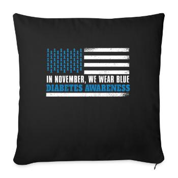 Drapeau bleu en novembre Mois de la sensibilisation au diabète - Housse de coussin décorative 45 x 45 cm - noir - Devant