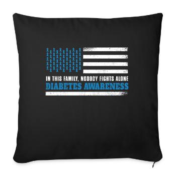 Family Flag Blue Novembre Mois de sensibilisation au diabète - Housse de coussin décorative 45 x 45 cm - noir - Devant