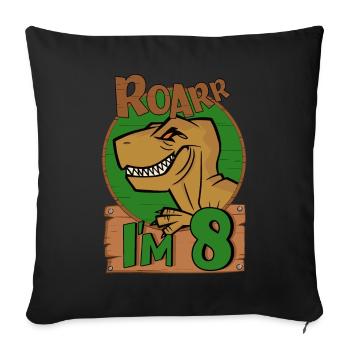 8yr T Rex Dinosaur Birthday Boy at 8 Years Old - Sofa pillowcase 17,3'' x 17,3'' (45 x 45 cm) - black - Front