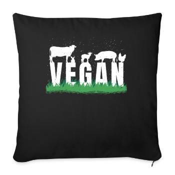 Animaux de ferme Légumes Végétarien Végétalien - Housse de coussin décorative 45 x 45 cm - noir - Devant