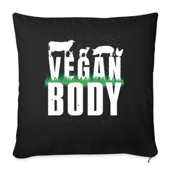 Animaux de ferme Légumes Végétariens Go Vegan Body - Housse de coussin décorative 45 x 45 cm - noir - Devant