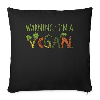 Mot Végétarien Végétarien Avertissement Végétalien - Housse de coussin décorative 45 x 45 cm - noir - Devant