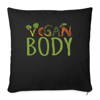 Word Vegetable Vegetarian Go Vegan Body - Sofa pillowcase 17,3'' x 17,3'' (45 x 45 cm) - black - Front