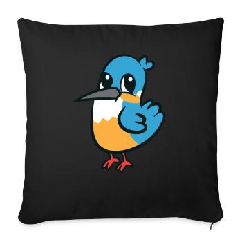 Kingfisher - mignon, mignon, grands yeux - Housse de coussin décorative 45 x 45 cm - noir - Devant