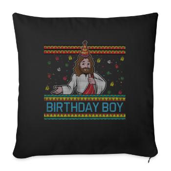 December Happy Birth Boy Jesus Ugly Christmas - Sofa pillowcase 17,3'' x 17,3'' (45 x 45 cm) - black - Front