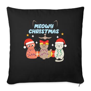 Santa Cat December Merry Meow Christmas - Sofa pillowcase 17,3'' x 17,3'' (45 x 45 cm) - black - Front