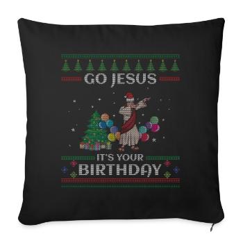 Stitch Happy Birth Ugly Christmas Dabbing Jesus - Housse de coussin décorative 45 x 45 cm - noir - Devant