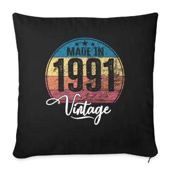 Millésime Fabriqué en 1991 Année de naissance 1991 Anniversaire - Housse de coussin décorative 45 x 45 cm - noir - Devant
