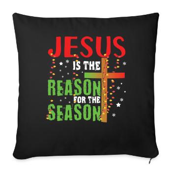 Noël Décembre 2022 Raison de la saison de Jésus - Housse de coussin décorative 45 x 45 cm - noir - Devant