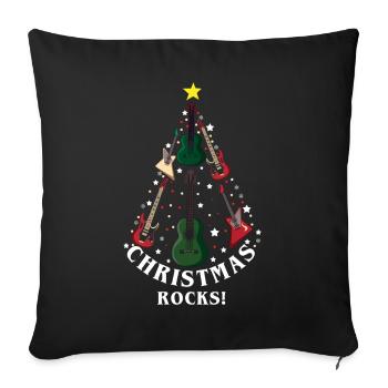 Décembre Noël Rocks Guitare Amour Noël - Housse de coussin décorative 45 x 45 cm - noir - Devant