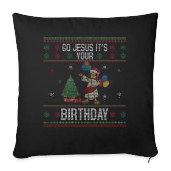 Stitch Happy Birth Ugly Christmas Day Dab Jesus - Housse de coussin décorative 45 x 45 cm - noir - Devant