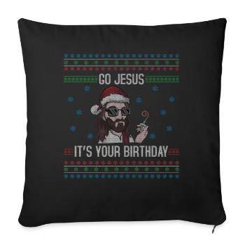 Décembre Happy Birth Go Jesus Ugly Christmas Day - Housse de coussin décorative 45 x 45 cm - noir - Devant