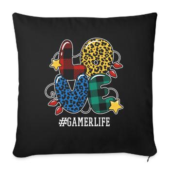 Pattern Gamer Game Arcade Love Christmas - Sofa pillowcase 17,3'' x 17,3'' (45 x 45 cm) - black - Front
