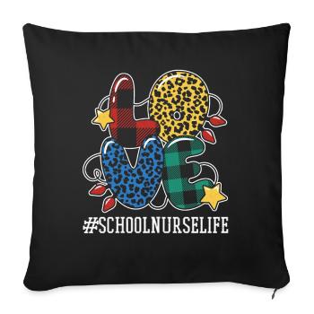 Infirmière scolaire Vacances d’hiver Amour Noël - Housse de coussin décorative 45 x 45 cm - noir - Devant