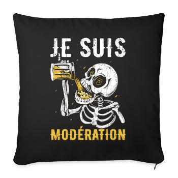 I Am Moderation Drink In Moderation Beer Skeleton - Sofakissenbezug 45 x 45 cm - Schwarz - Vorne