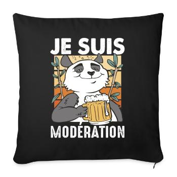 I Am Moderation Drink In Moderation Panda Beer - Sofakissenbezug 45 x 45 cm - Schwarz - Vorne