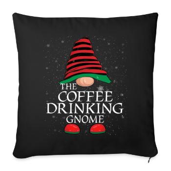 Coffee Drinking Gnome Family Matching Christmas - Sofakissenbezug 45 x 45 cm - Schwarz - Vorne