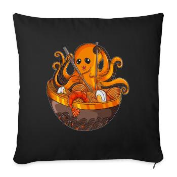 Octopus Sushi Fan Japan Japanese Cuisine Lovers - Sofa pillowcase 17,3'' x 17,3'' (45 x 45 cm) - black - Front