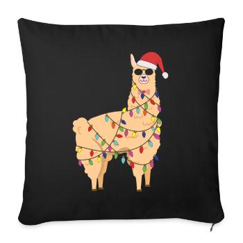 Alpaca Christmas Lights Llama December Christmas - Sofa pillowcase 17,3'' x 17,3'' (45 x 45 cm) - black - Front