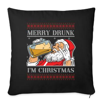 Hässlicher Dezember Betrunkener Bierliebhaber Hässliche Weihnachten - Sofakissenbezug 45 x 45 cm - Schwarz - Vorne