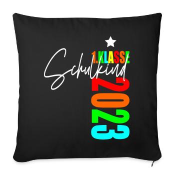 Schulkind 2023 1. Klasse - Sofakissenbezug 45 x 45 cm - Schwarz - Vorne