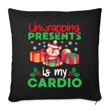 Unwrapping My Cardio Funny Christmas Workout - Sofa pillowcase 17,3'' x 17,3'' (45 x 45 cm) - black - Front