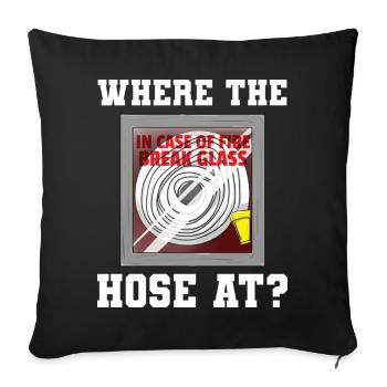 Où le tuyau chez le pompier pompier - Housse de coussin décorative 45 x 45 cm - noir - Devant