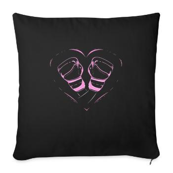 Gants de boxe roses Heat - Idée cadeau boxer femme - Housse de coussin décorative 45 x 45 cm - noir - Devant