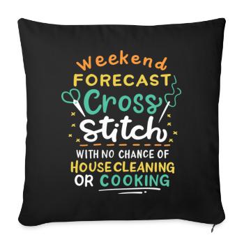 Weekend Forecast Cross Stitch - Sofa pillowcase 17,3'' x 17,3'' (45 x 45 cm) - black - Front