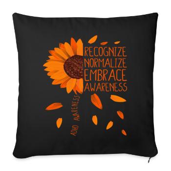 ADHD Awareness Sunflower Embrace Neurodiversity - Sofa pillowcase 17,3'' x 17,3'' (45 x 45 cm) - black - Front