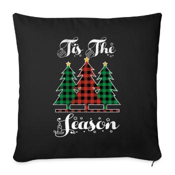 Weihnachtselemente Dezember Saison Kariert Weihnachten - Sofakissenbezug 45 x 45 cm - Schwarz - Vorne